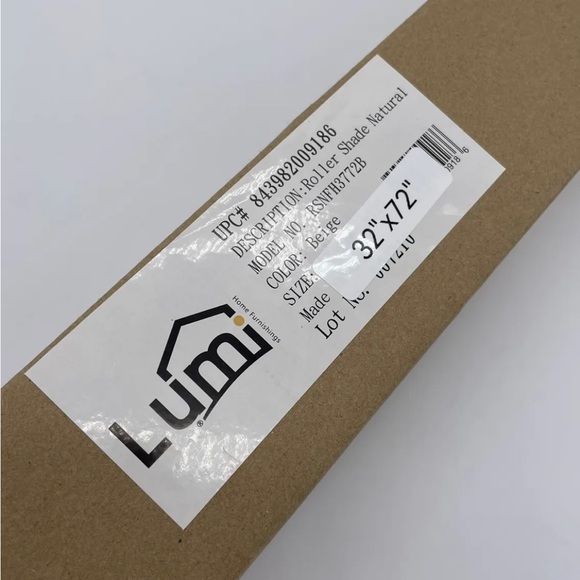 Light Filtering Natural Roller Window Shade Lumi Home Furnishings BEIGE - 32”72” - Picture 7 of 7